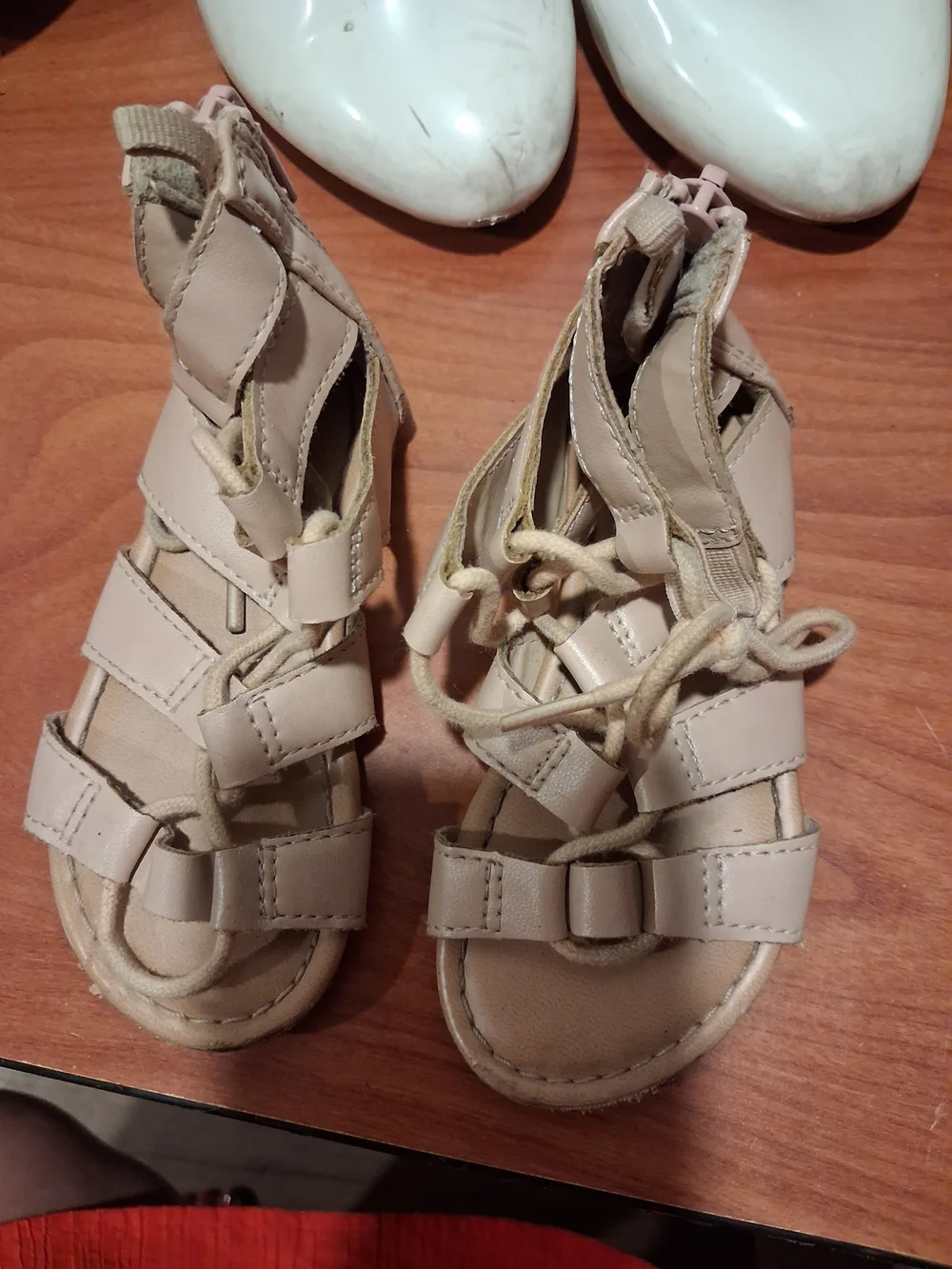 Old Navy Light Beige Toddler Gladiator Sandals with Lace-Up Detail